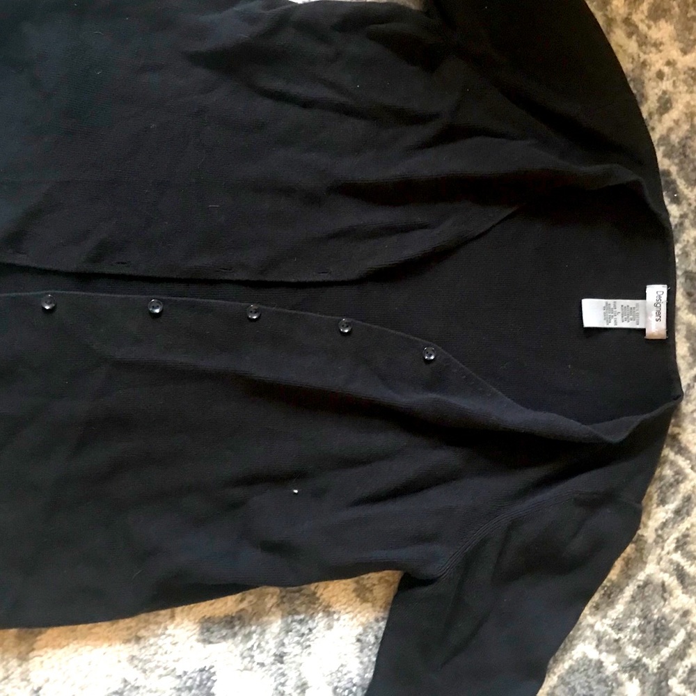 Long served black button down cardigan